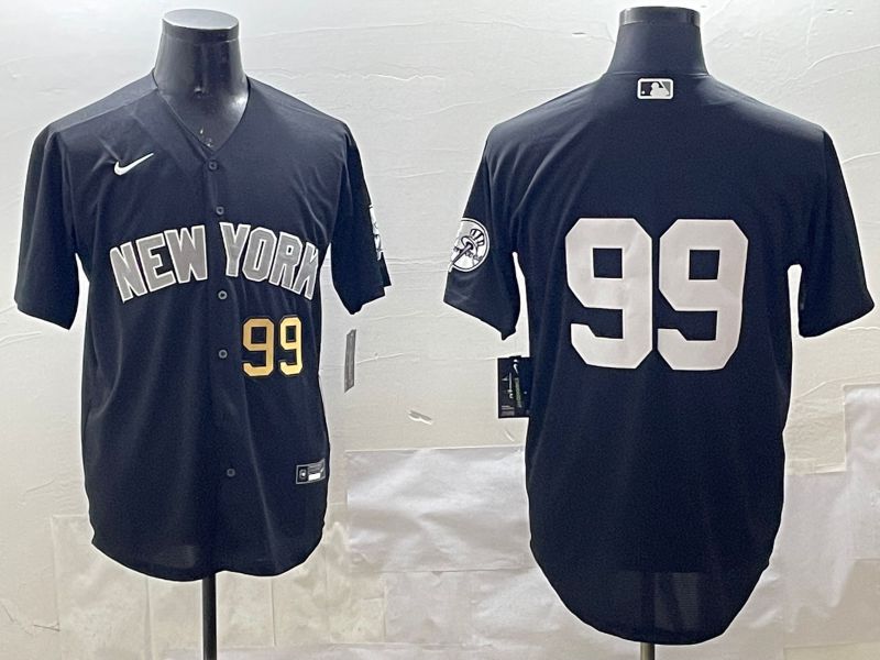 Men New York Yankees 99 No Name Black Game 2025 Nike MLB Jersey style 2